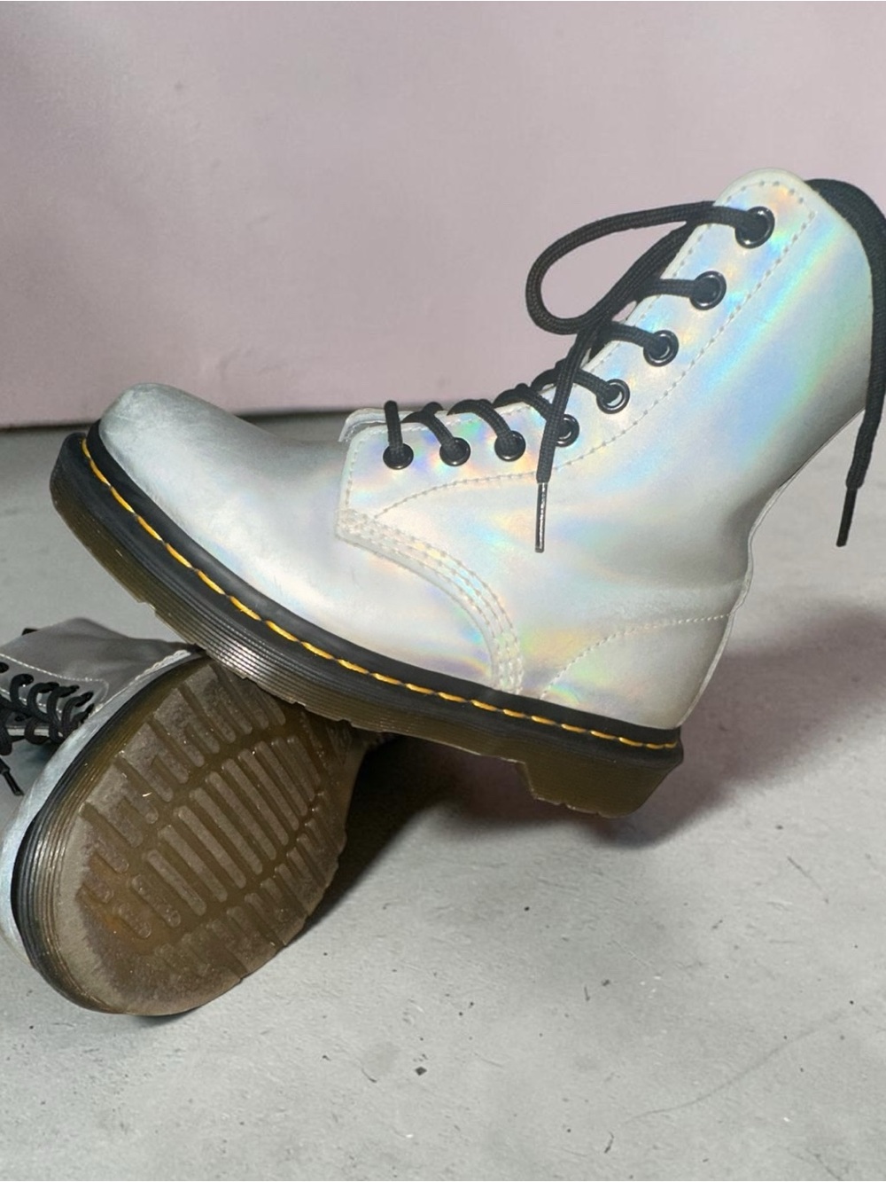Dr. Martens Holographic Lace-Up Boots - Silver - Picture 8 of 16
